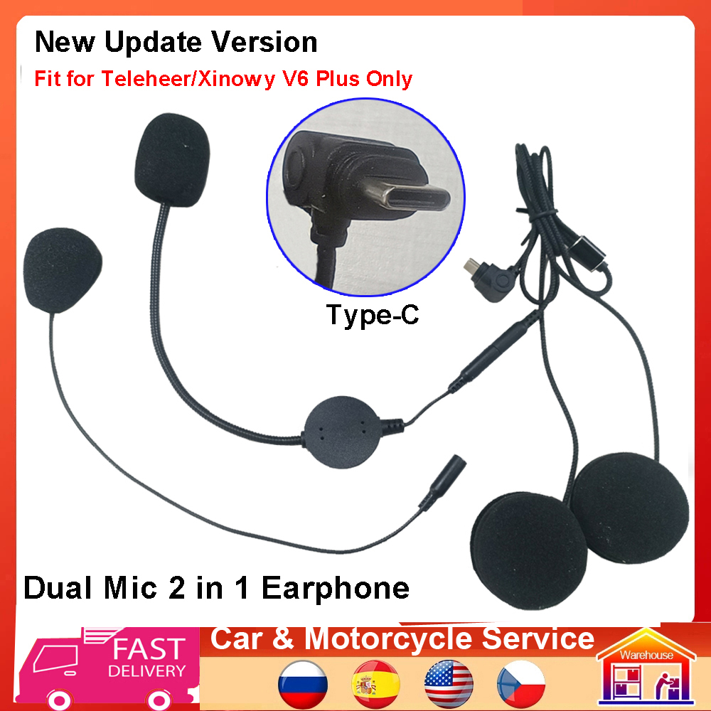 Universal Motorcycle Helmet Intercom Headset - Type-C Earphone Speaker 2 in 1