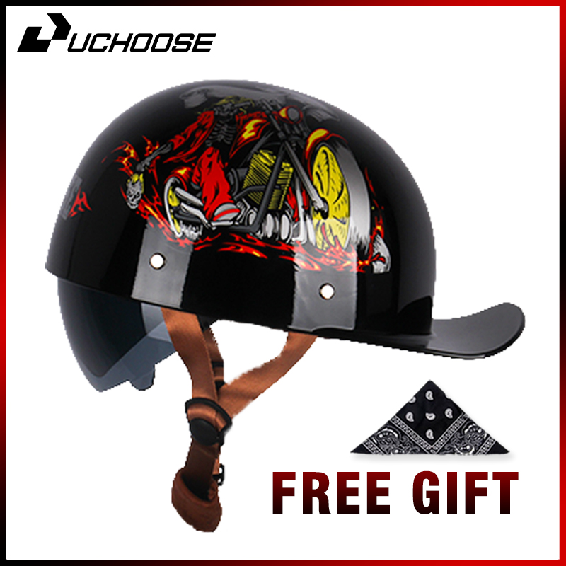 Uchoose Summer Motorcycle Casq - Vintage Open Face Retro Helmet 评论和价格