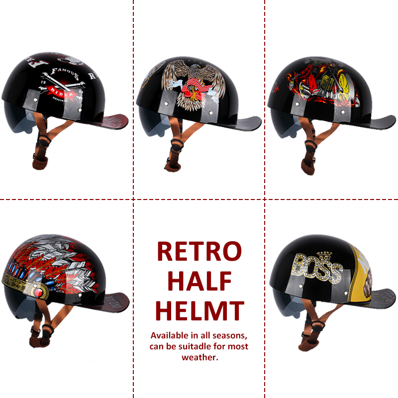 Uchoose Summer Motorcycle Casq - Vintage Open Face Retro Helmet 评论和价格