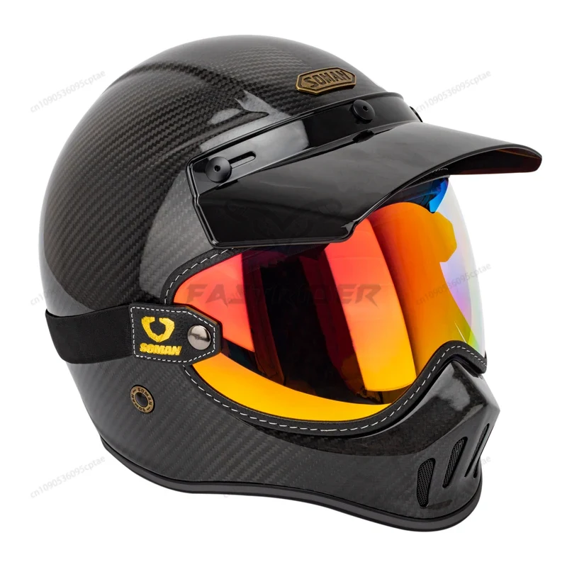SOMAN Vintage Motorcycle Goggl - Vintage Open Face Retro Helmet 评论和价格