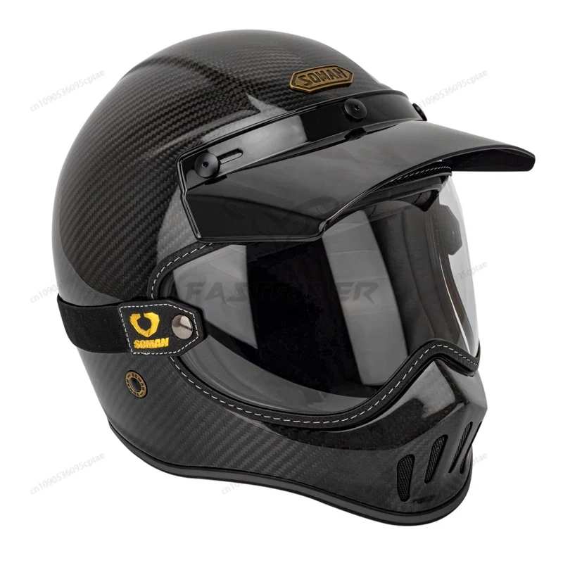 SOMAN Vintage Motorcycle Goggl - Vintage Open Face Retro Helmet 评论和价格