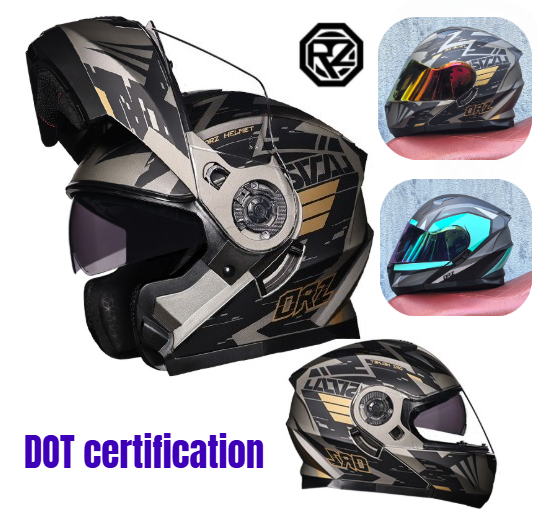 Orz Full Face Dual Visor Motor - Modular Flip Up Motorcycle Helmet Dot Approved 评论和价格